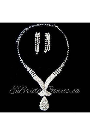 Gorgeous Rhinestone Two Piece Elegant Drop Ladies' Jewelry Set (45 cm)