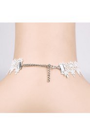 The Bride Beautiful White Pearl Necklace Female Short Lace Collar Necklace