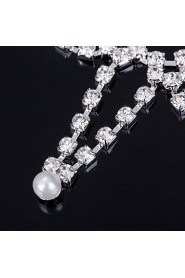 Women's Silver Crystal Multilayer Statement Necklace & Earrings for Wedding Party