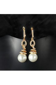 Elegant Brass Gold Plated with Imitation Pearl Women's Earrings(More Colors)