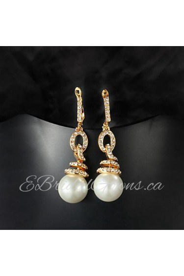 Elegant Brass Gold Plated with Imitation Pearl Women's Earrings(More Colors)