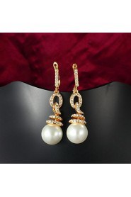 Elegant Brass Gold Plated with Imitation Pearl Women's Earrings(More Colors)