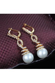 Elegant Brass Gold Plated with Imitation Pearl Women's Earrings(More Colors)