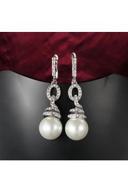 Elegant Brass Gold Plated with Imitation Pearl Women's Earrings(More Colors)