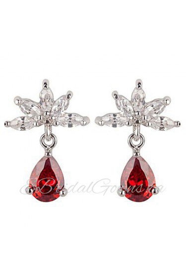 Brass With Cubic Zirconia Drop Earrings (More Colors)