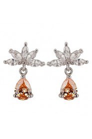 Brass With Cubic Zirconia Drop Earrings (More Colors)