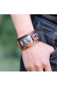 European Style Circle Genuine Leather Hot Sales Bracelet(Brown)(1Pc)