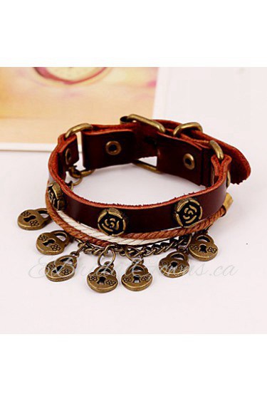 Punk Style Rose Genuine Leather Bracelet(Brown)(1Pc)