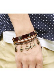 Punk Style Rose Genuine Leather Bracelet(Brown)(1Pc)