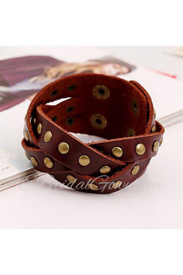 European Style Genuine Leather Foreign Trade Hot Sales Bracelet(Brown,Black)(1Pc)