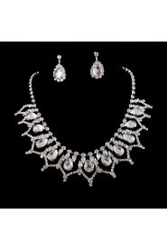 Wedding Bridal Bridesmaid Crystal Necklace Earrings Jewelry Set