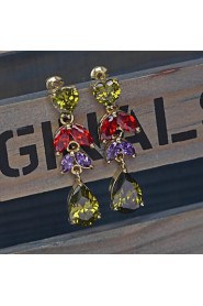 Brass With Cubic Zirconia Drop Earrings