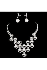 Wedding Bridal Bridesmaid Crystal Necklace Earrings Jewelry Set