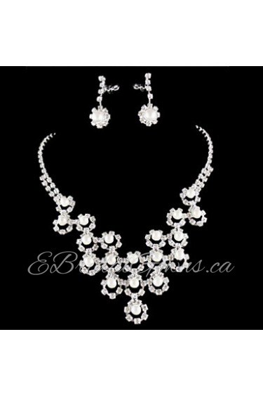 Wedding Bridal Bridesmaid Crystal Necklace Earrings Jewelry Set