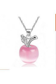 Ladies' Silver Opal Apple Pendant Necklace