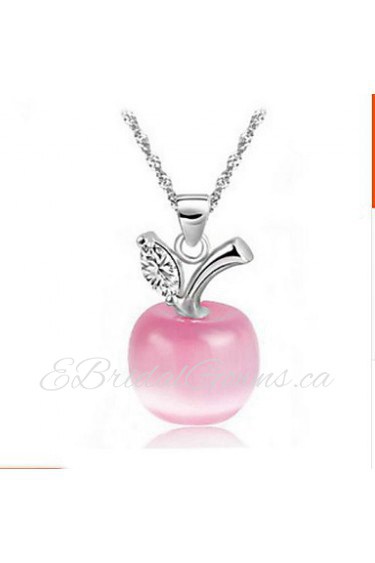 Ladies' Silver Opal Apple Pendant Necklace