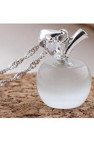 Ladies' Silver Opal Apple Pendant Necklace