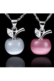 Ladies' Silver Opal Apple Pendant Necklace