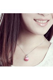 Ladies' Silver Opal Apple Pendant Necklace