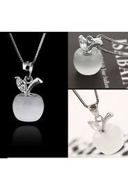 Ladies' Silver Opal Apple Pendant Necklace