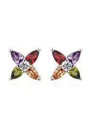 Brass With Cubic Zirconia Stud Earrings (More Colors)