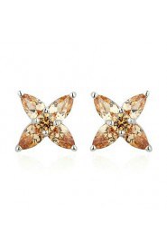 Brass With Cubic Zirconia Stud Earrings (More Colors)