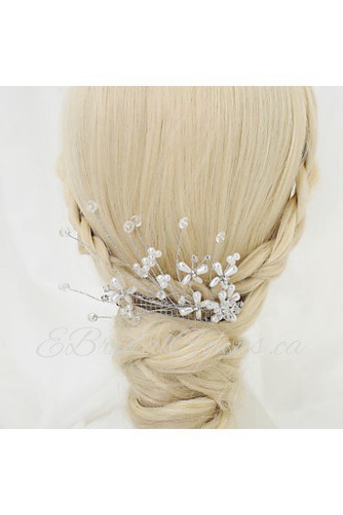 Women's / Flower Girl's Pearl / Rhinestone / Alloy / Imitation Pearl Headpiece-Wedding / Special Occasion Hair Combs 1 Piece White Round