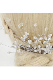 Women's / Flower Girl's Pearl / Rhinestone / Alloy / Imitation Pearl Headpiece-Wedding / Special Occasion Hair Combs 1 Piece White Round