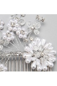 Women's / Flower Girl's Rhinestone / Alloy / Imitation Pearl Headpiece-Wedding / Special Occasion Hair Combs 1 Piece White Round