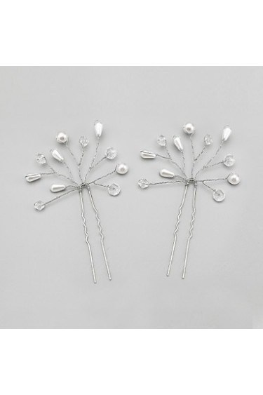 Women/Flower Girl Alloy/Imitation Pearl Hairpins With Imitation Pearl Wedding/Party Headpiece(2Pieces)