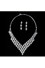 Gorgeous Rhinestone Shining Ladies Necklace and Earrings Jewelry Set (45 cm)