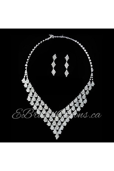 Gorgeous Rhinestone Shining Ladies Necklace and Earrings Jewelry Set (45 cm)