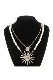 Elegant Imitation Pearl Strand With Rhinestone Women's Necklace