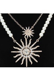 Elegant Imitation Pearl Strand With Rhinestone Women's Necklace