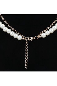 Elegant Imitation Pearl Strand With Rhinestone Women's Necklace