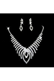 Wedding Bridal Bridesmaid Crystal Necklace Earrings Jewelry Set