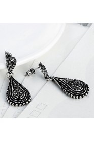 European Style Drop Shape Alloy Czech Drill Earring For Womens(Black)(1Pr)