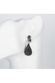 European Style Drop Shape Alloy Czech Drill Earring For Womens(Black)(1Pr)