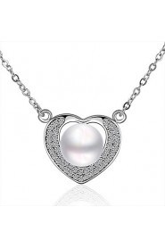 Xu Women's Pearl / Gold-Plated Diamonds Heart-shape Anniversary / Wedding / Engagement / Gift / Party Necklace
