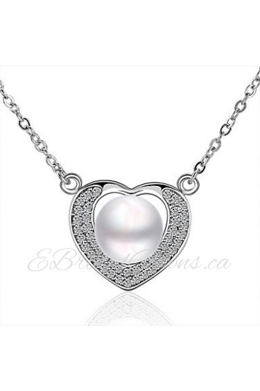 Xu Women's Pearl / Gold-Plated Diamonds Heart-shape Anniversary / Wedding / Engagement / Gift / Party Necklace