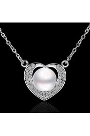 Xu Women's Pearl / Gold-Plated Diamonds Heart-shape Anniversary / Wedding / Engagement / Gift / Party Necklace