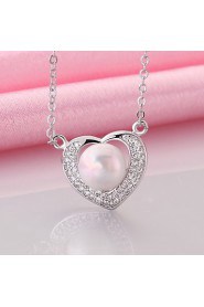 Xu Women's Pearl / Gold-Plated Diamonds Heart-shape Anniversary / Wedding / Engagement / Gift / Party Necklace