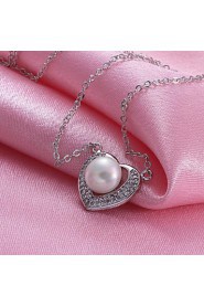 Xu Women's Pearl / Gold-Plated Diamonds Heart-shape Anniversary / Wedding / Engagement / Gift / Party Necklace