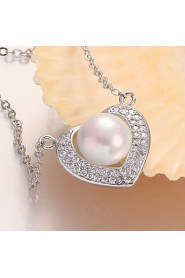 Xu Women's Pearl / Gold-Plated Diamonds Heart-shape Anniversary / Wedding / Engagement / Gift / Party Necklace