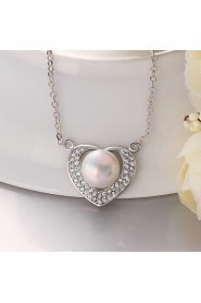 Xu Women's Pearl / Gold-Plated Diamonds Heart-shape Anniversary / Wedding / Engagement / Gift / Party Necklace