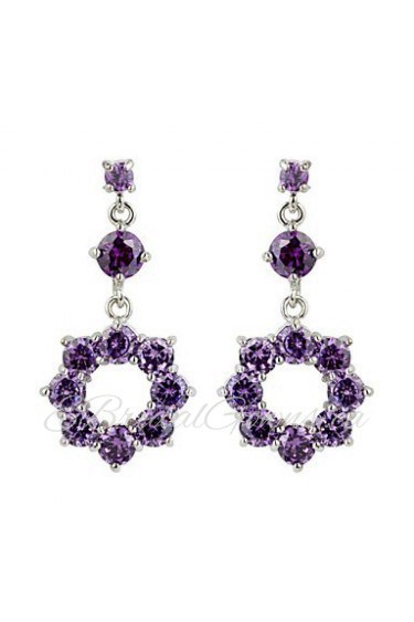 Brass With Cubic Zirconia Drop Earrings (More Colors)