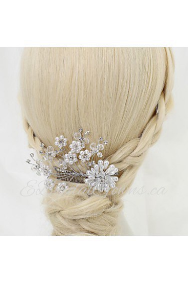 Women's / Flower Girl's Rhinestone / Crystal / Alloy / Imitation Pearl Headpiece-Wedding / Special Occasion Hair Combs 1 Piece White Round