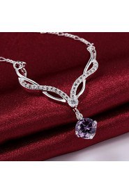 Fashion Number 8 Shape Copper Silver Plated Foreign Trade Zircon Necklace(Four Colors)(1Pc)