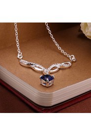 Fashion Number 8 Shape Copper Silver Plated Foreign Trade Zircon Necklace(Four Colors)(1Pc)