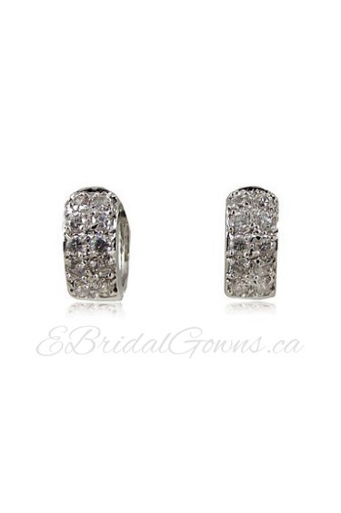 Platinum Plated Cubic Zirconia Huggie Earrings